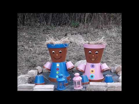 Idee bambole con vasi di terracotta